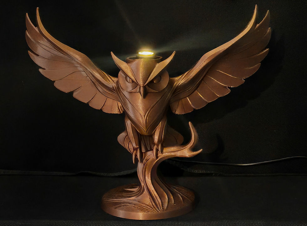 Thumbnail: Owl design LED table lamp. Owl with wings spread. Flying Owl sculpture lamp