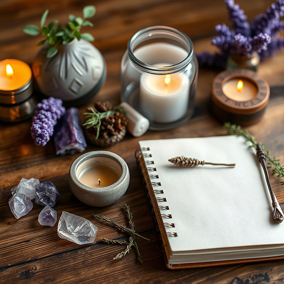 Create a warm, soulful image of spiritual and holistic business,.Include elements like cry