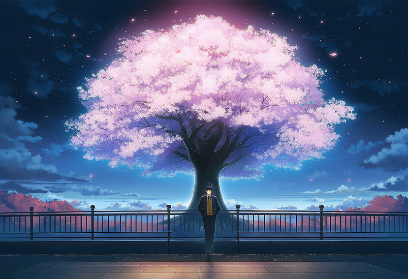 no man,very fine 8KCG wallpapers,Cherry Blossom Snowstorm,cherry blossoms,Starli s-1715245