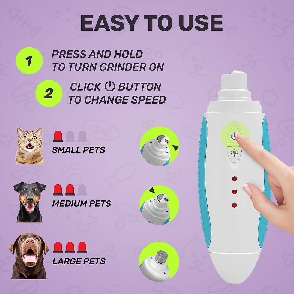 Thumbnail: Dog Nail Grinder Blue Low Noise Vibration 3 Speed with USB for All Dog Cat Sizes