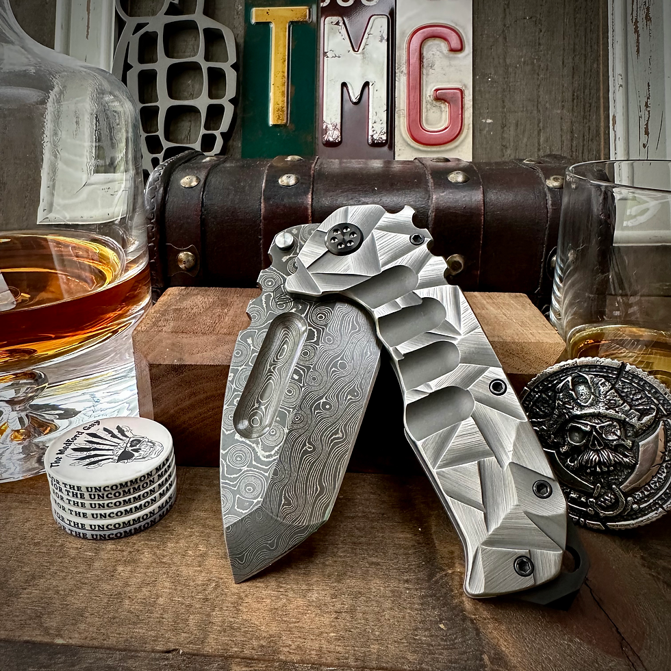 Thumbnail: Medford Knives Damascus Praetorian Ti -  Chad Nichols Rain Drop Damascus