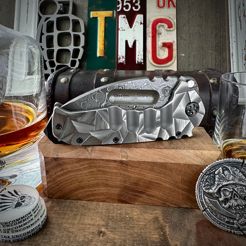 Medford Knives Damascus Praetorian Ti - Chad Nichols Rain Drop