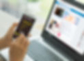 A woman presses a button to evaluate services for online shopping on a virtual touch scree