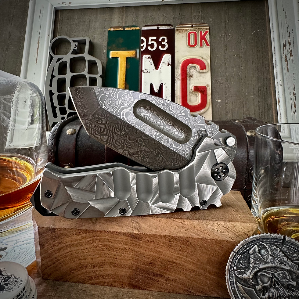 Thumbnail: Medford Knives Damascus Praetorian Ti -  Chad Nichols Rain Drop Damascus