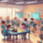 A stembay classroom with young students aking robots.