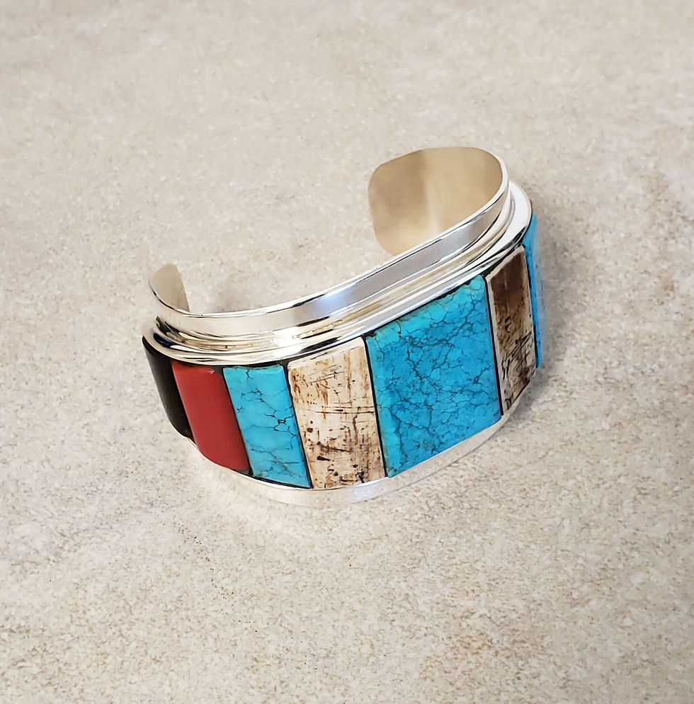 Thumbnail: Vintage Turquoise, Ivory, Coral, Ironwood Bracelet