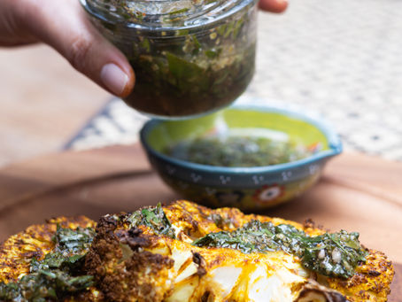 Steaks de coliflor con chimichurri en air fryer