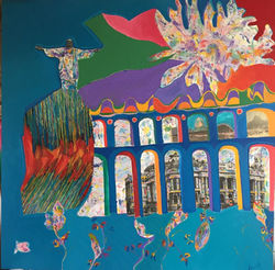 Rio Flores de Janeiro acrilico s-t 80x80cm