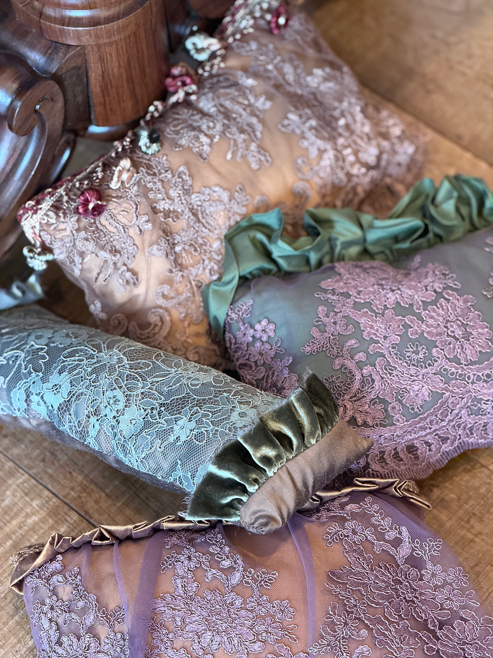 Thumbnail: Purple French Lace Whisper Mini Cushion