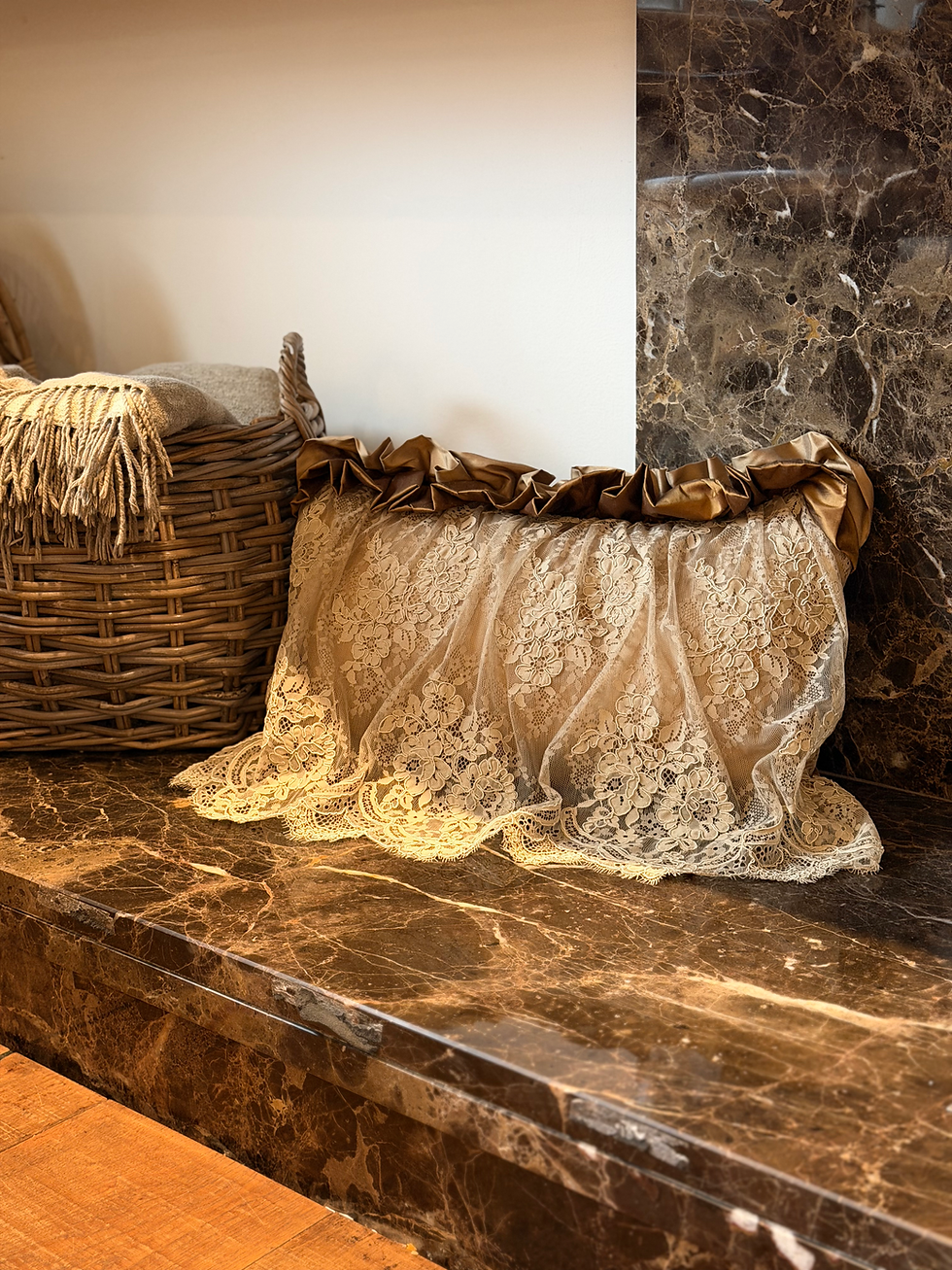 Thumbnail: Champagne French Lace Whisper Cushion