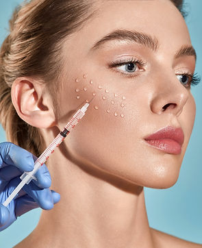 Biorevitalization. Beautiful woman getting beauty injections with hyaluronic acid for smoo