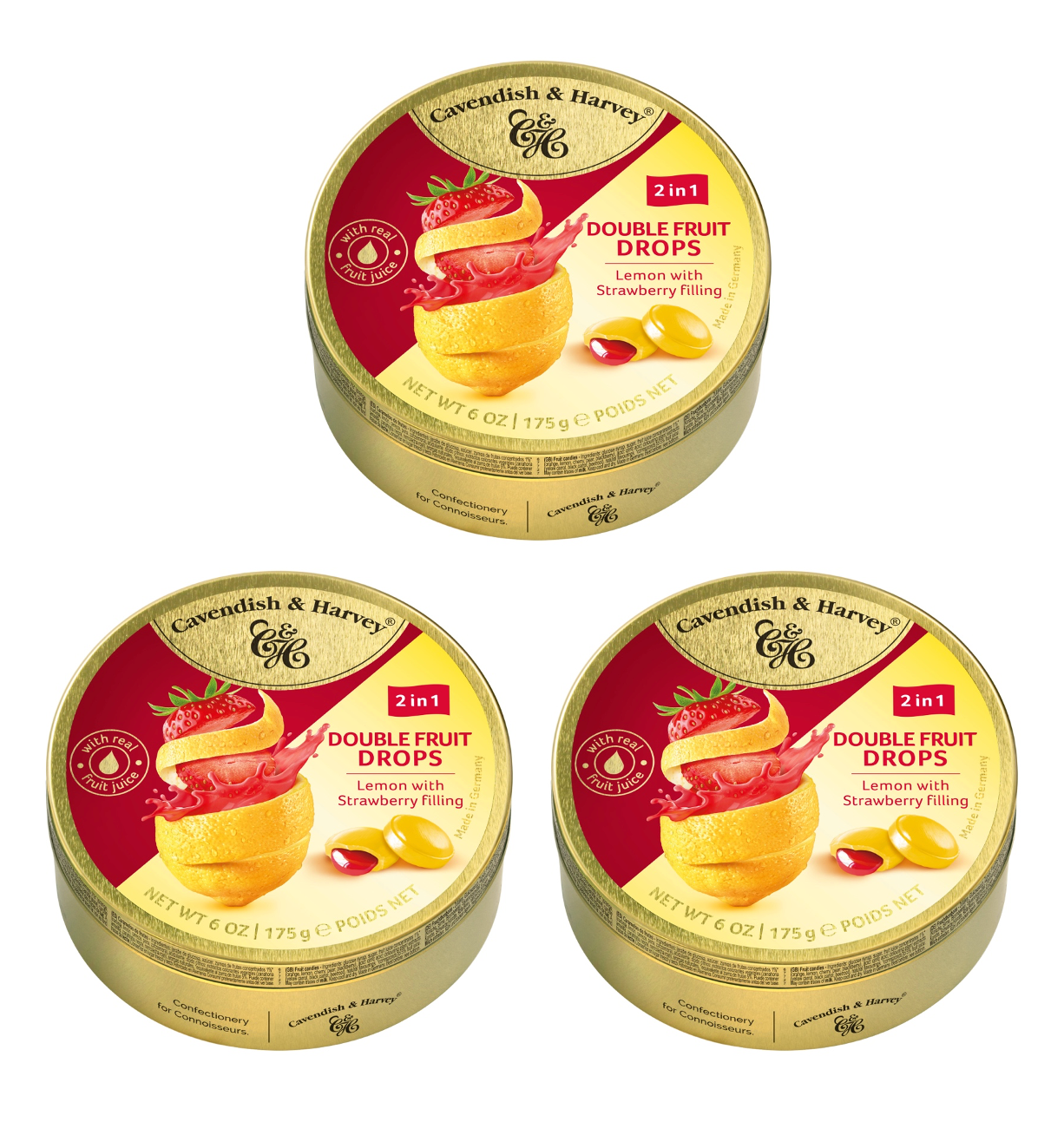 Cavendish & Harvey - 3’lü Çilek Dolgulu Limon Aromalı Şeker 175GR