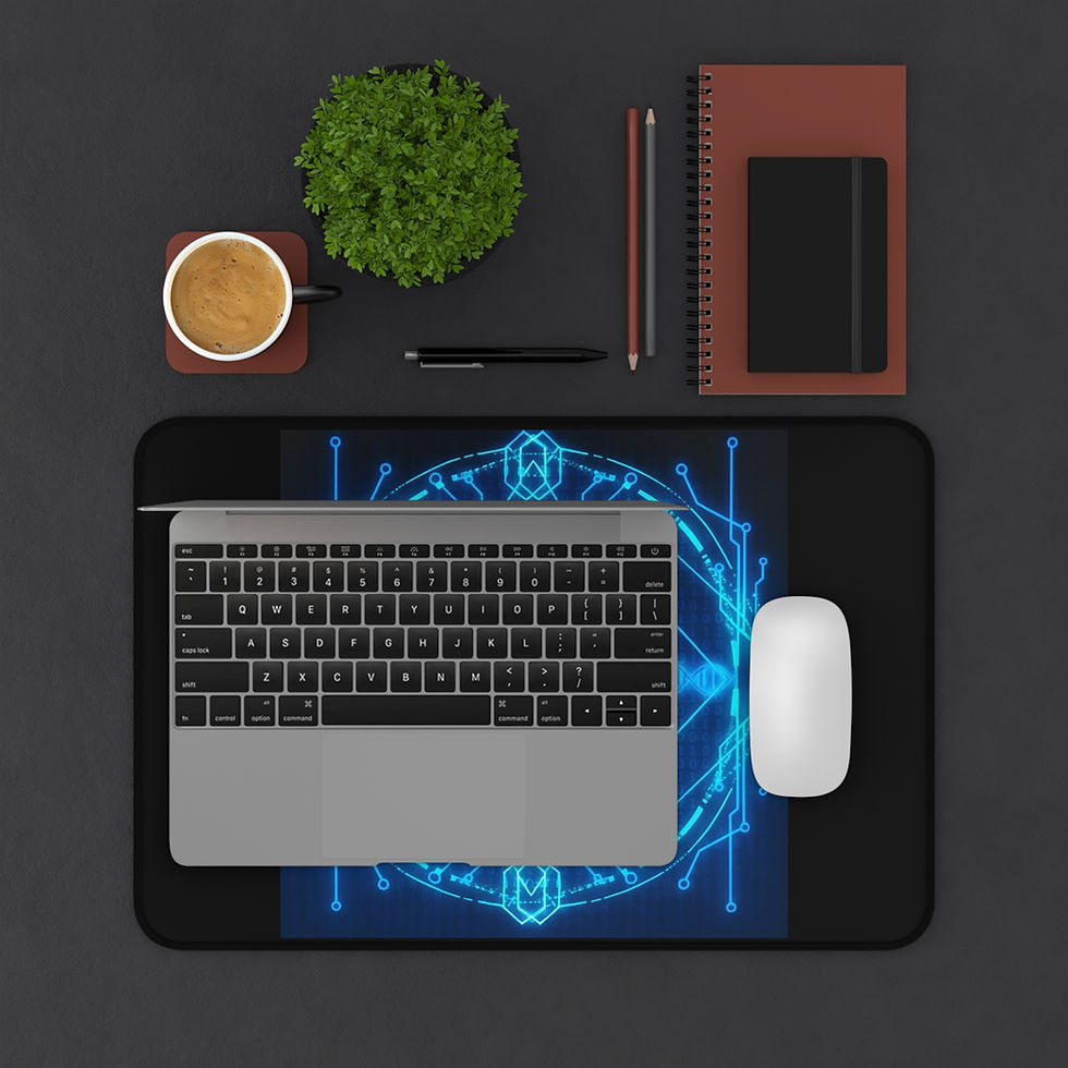 Thumbnail: Glowing Cyber Sigil Desk Mat — Blue Futuristic Gaming Mousepad