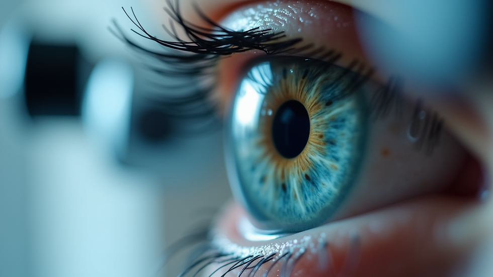Close-up view of an eye examination device used to check for glaucoma