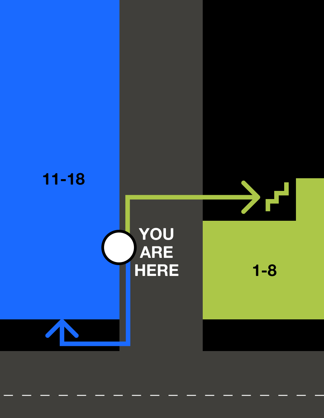 Map of Stones Throw hotel rooms for wayfinding