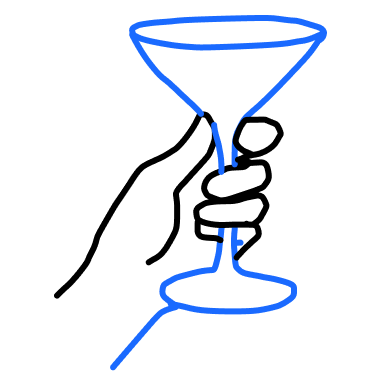 Illustration of hand holding martini glass