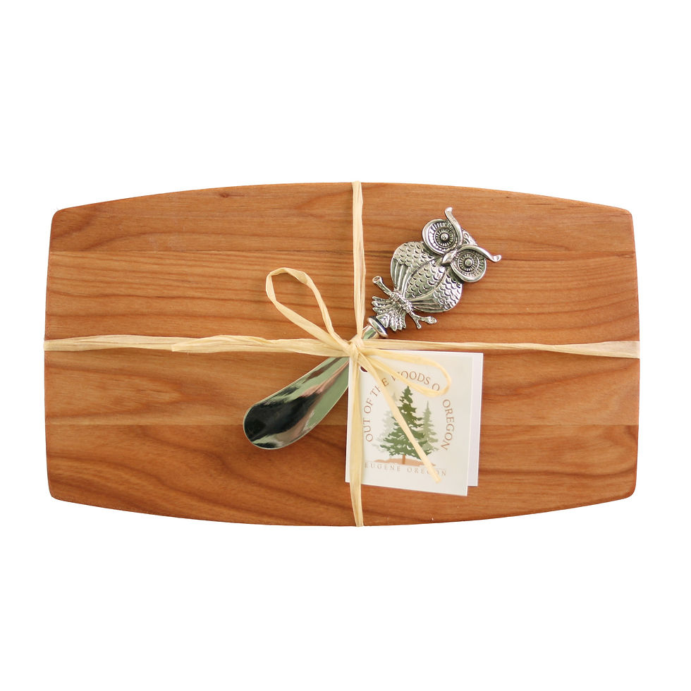 Alder Pate Board with Metal Owl Cheese Spreader Knife