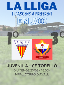 Aquest diumenge, no et quedis a casa... Vine a animar el nostre Juvenil A!