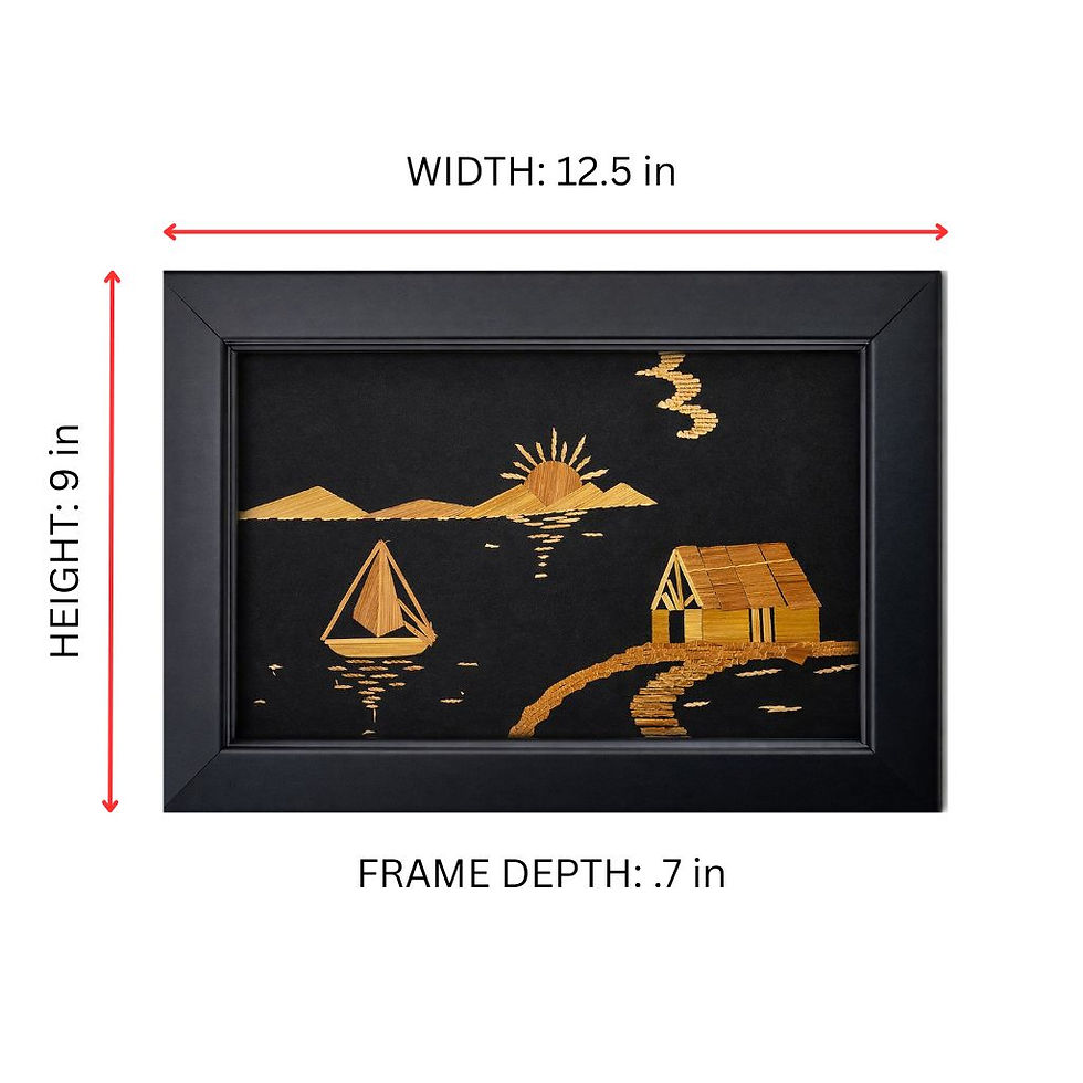 Thumbnail: Handcrafted Golden Rice Straw Wall Art - Rural Sunset Scenery