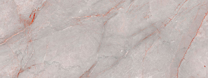 Šedý mramor s červenými žilkami – fototapeta nebo podlaha v mramorovém designu, NC Atelier Praha.