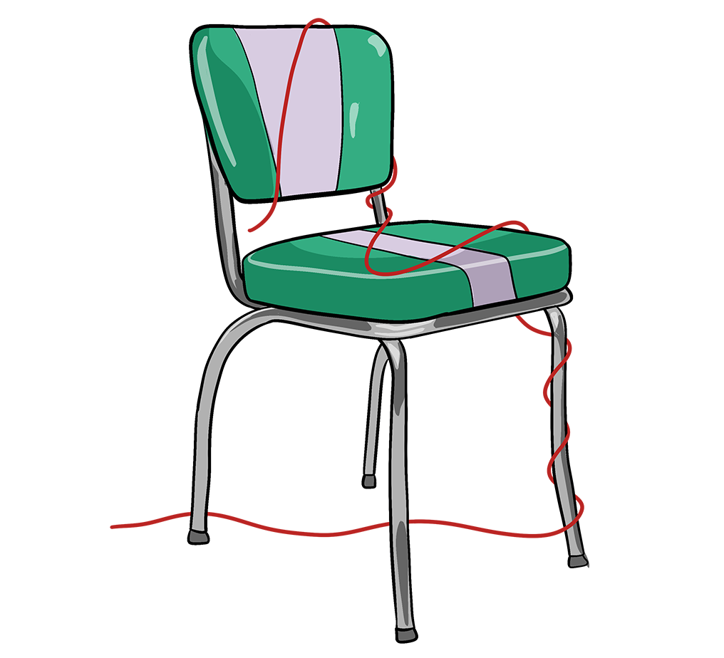 50's diner chair. Grey's on 51st St., A alien murder mystery by Harris Baumann.