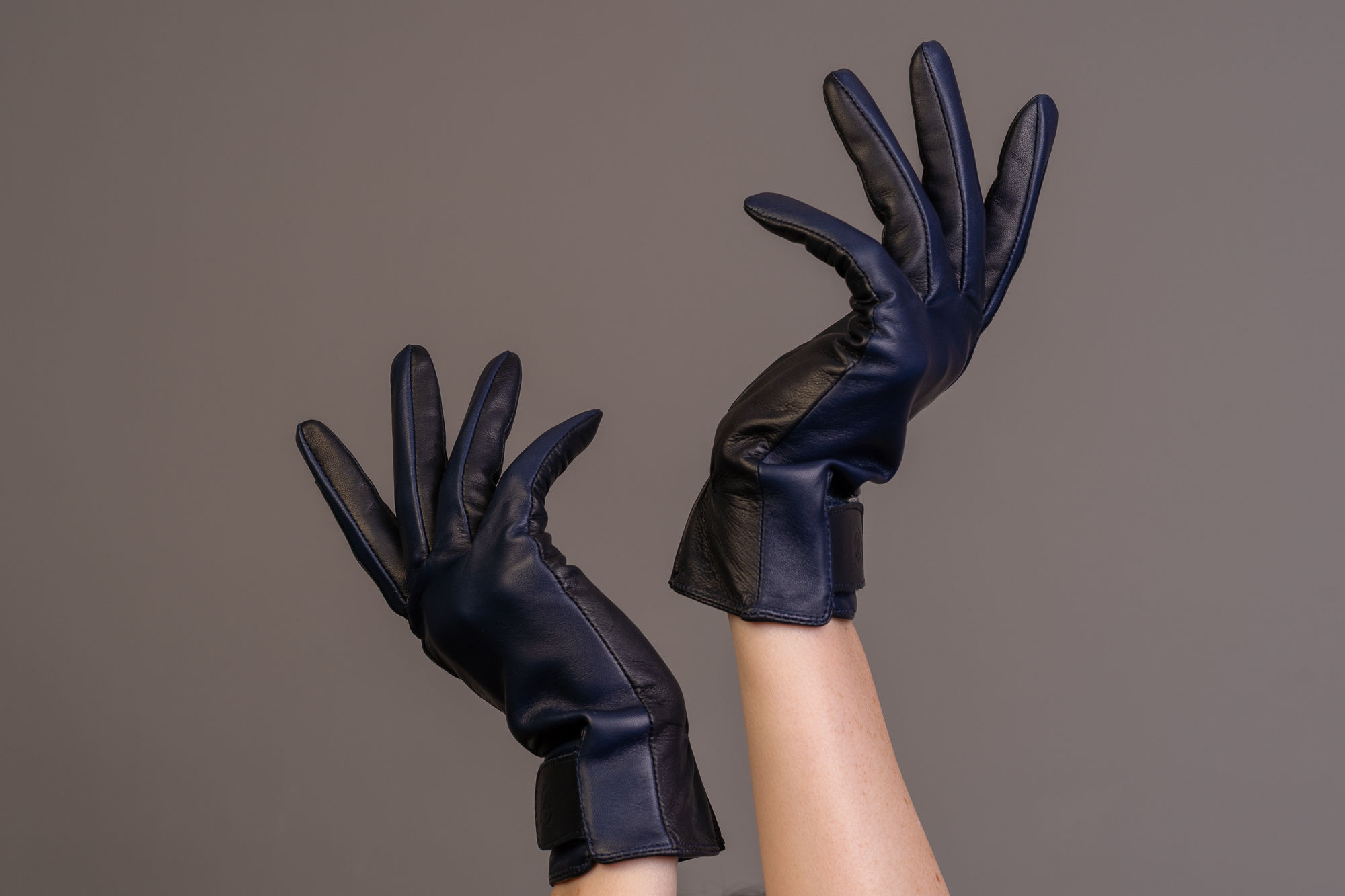 Damen Lederreithandschuh Classic capri blue navy