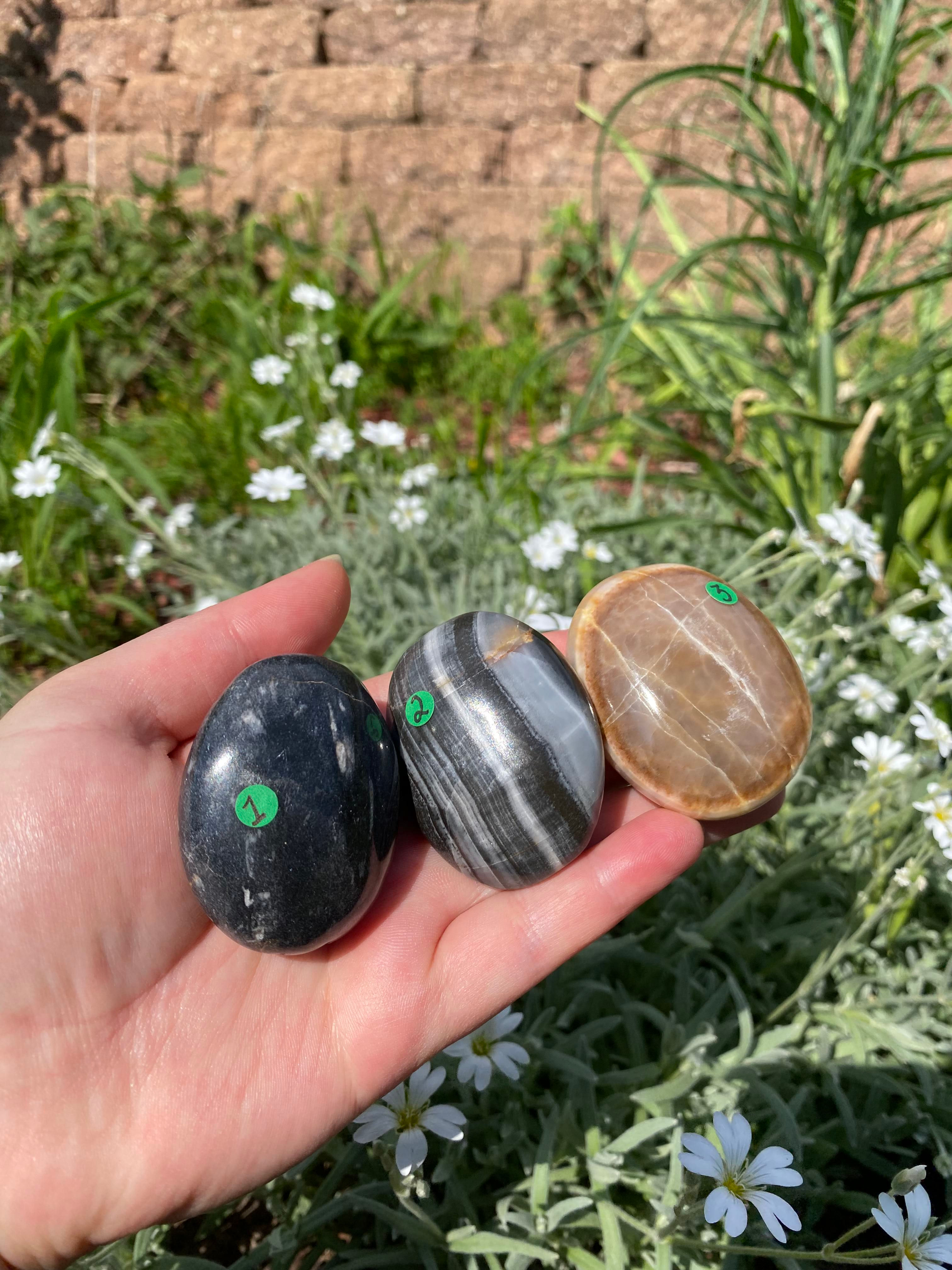 Zebra Calcite Palm Stones