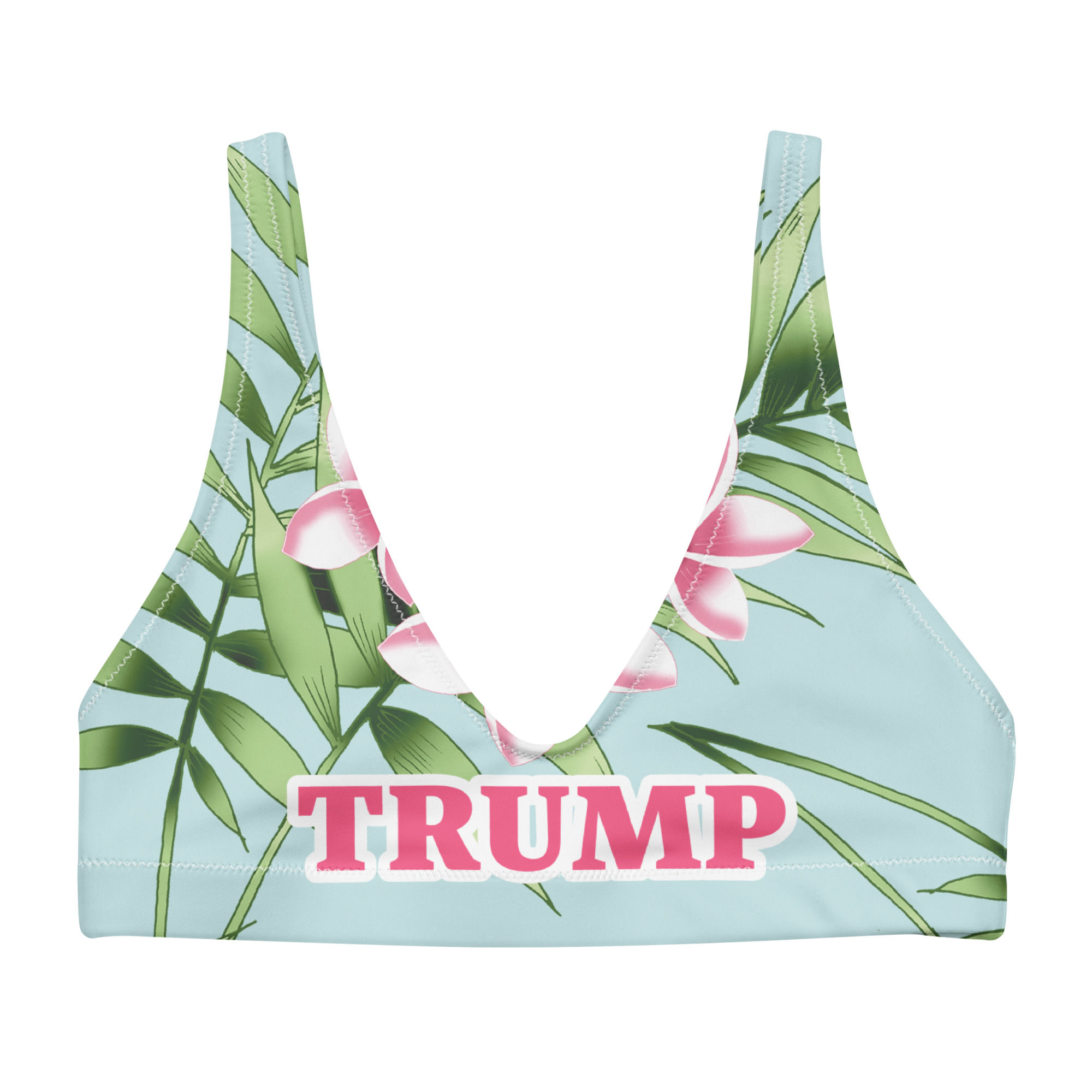 TRUMP bikini top - BLUE TROPICAL/PINK