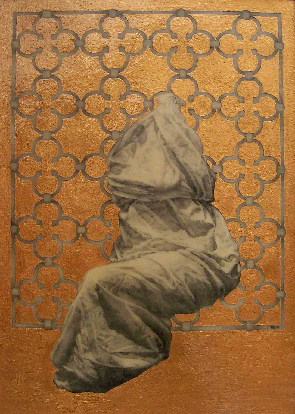 'Draped Female (graphite & gold)'
