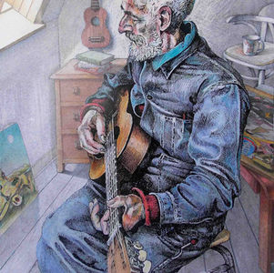 Drawing of John Byrne in his Edinburgh loft studio