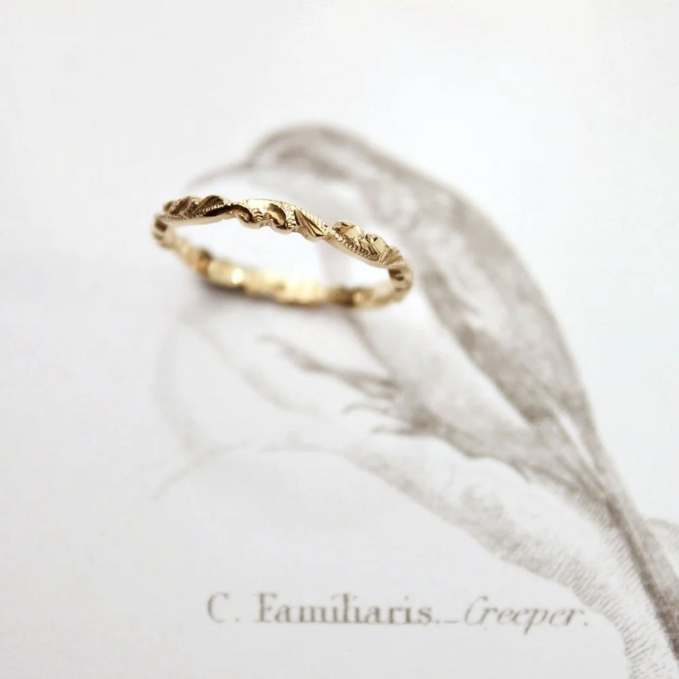 Thumbnail: 18ct Gold 2mm Floral Carved Ring