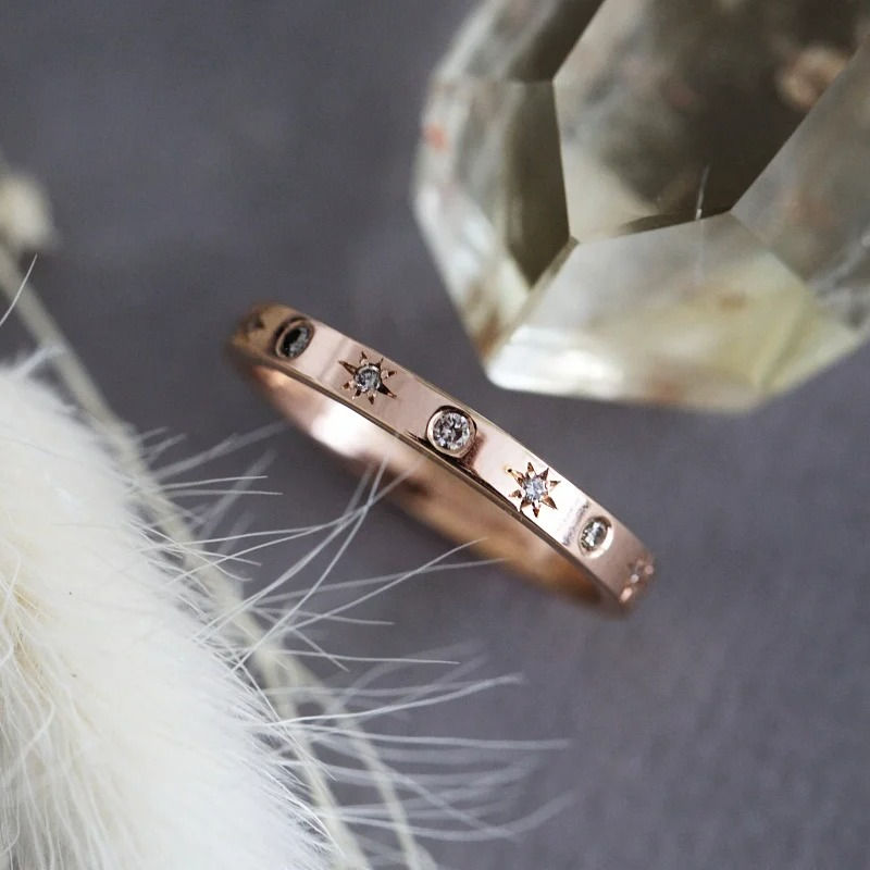 Thumbnail: 18ct Rose Gold Champagne Diamond Celestial Ring