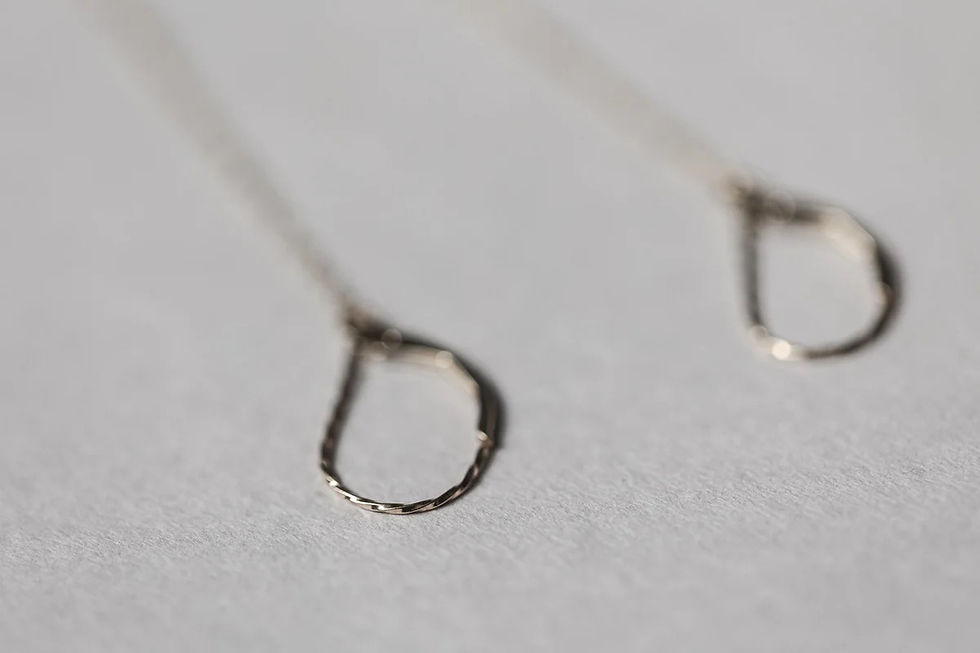 Thumbnail: 9ct Gold Long Chain Grey Moonstone Drop Earrings