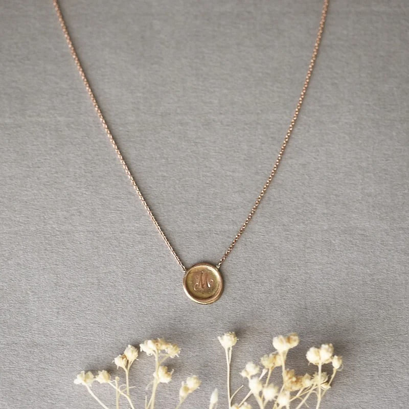 Thumbnail: 9ct Rose Gold Seal Initial Necklace