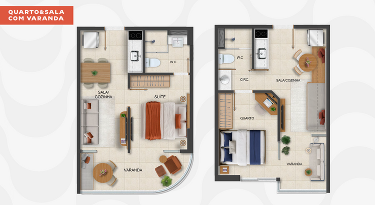 quarto e sala com varanda smart copacabana