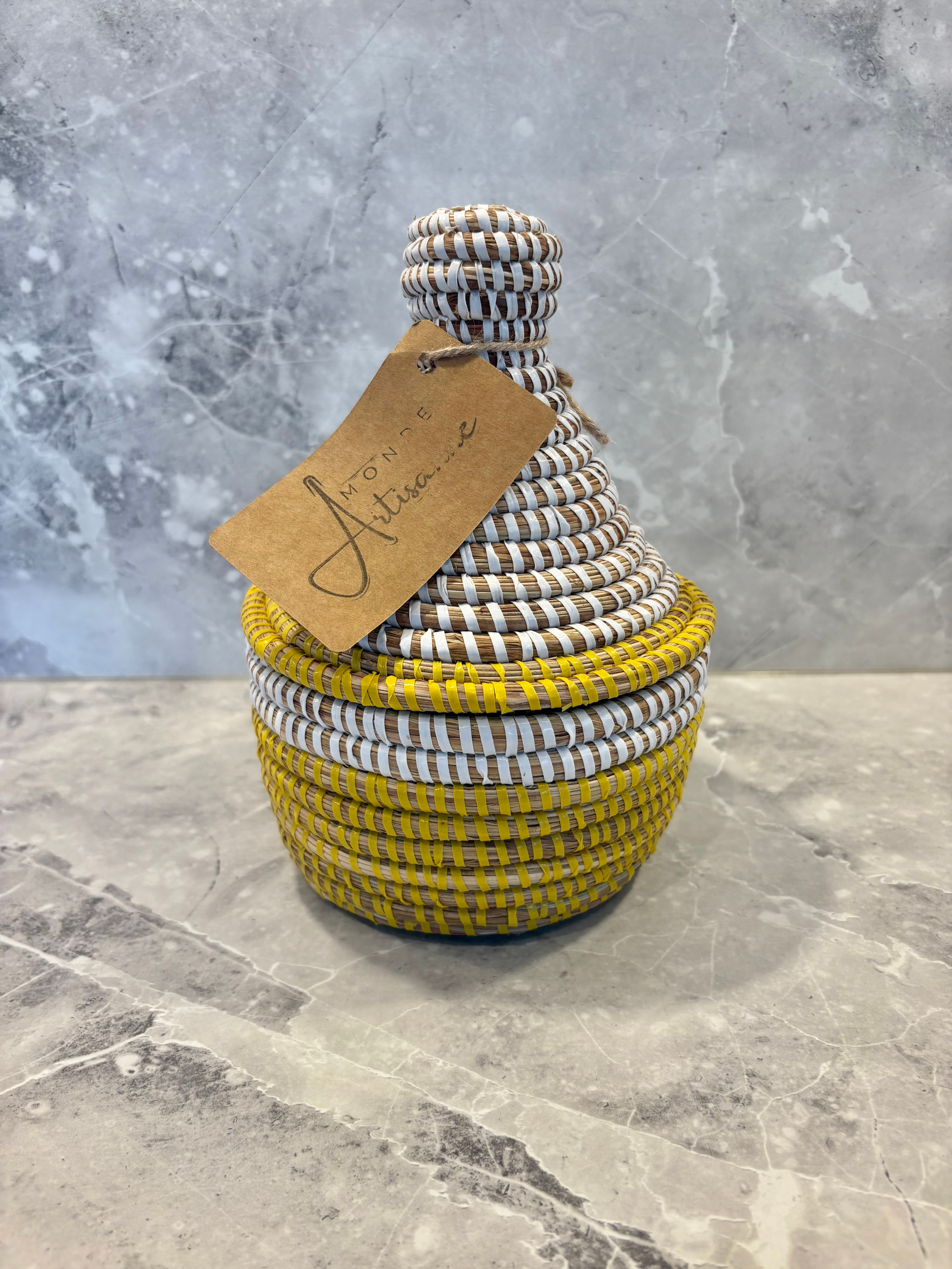 "Maimouna" - Kleine tajine-mand - Wit en geel