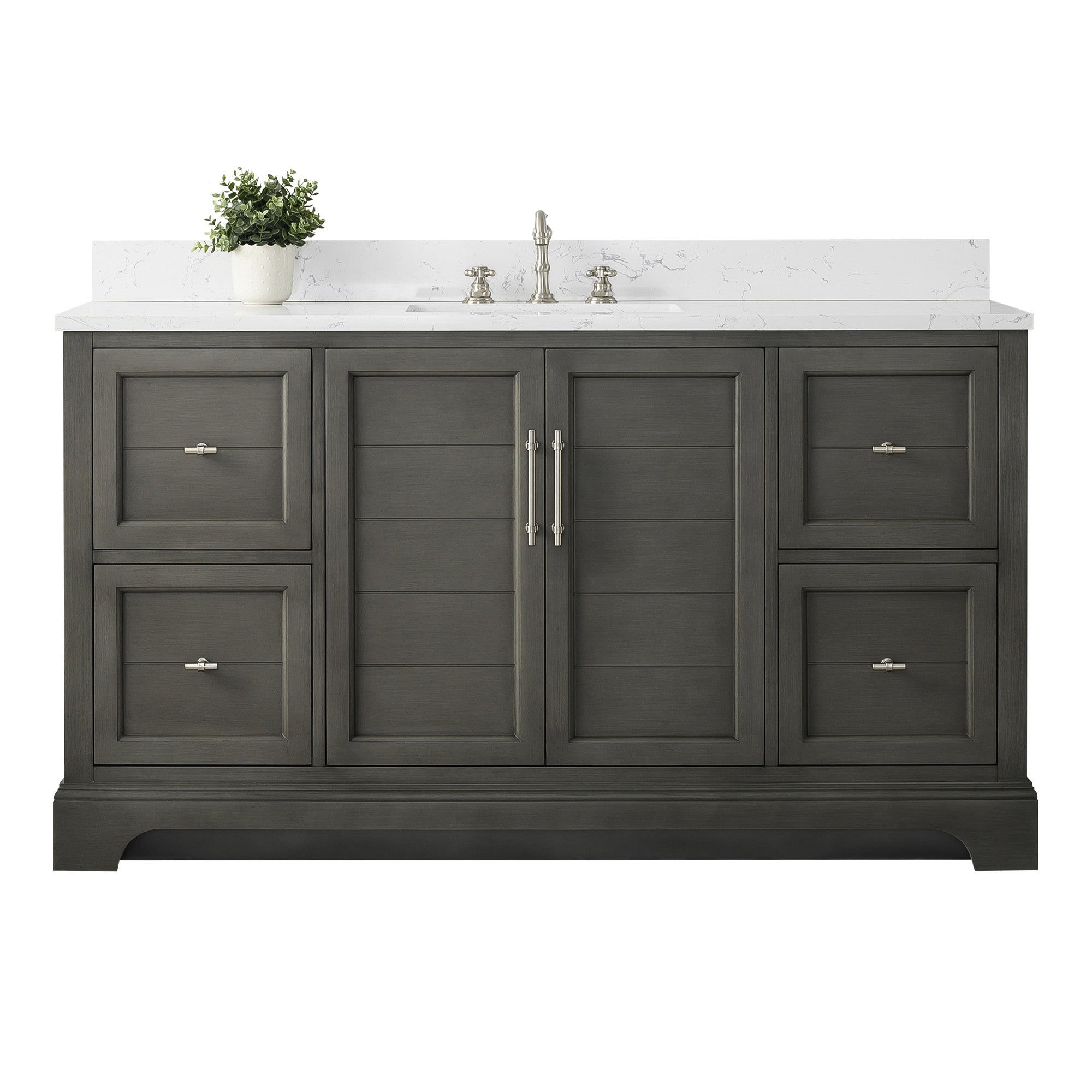 60 in. W x 22 in. D x 34.5 in. H Single Sink Freestanding Bathroom Vanity in Sil