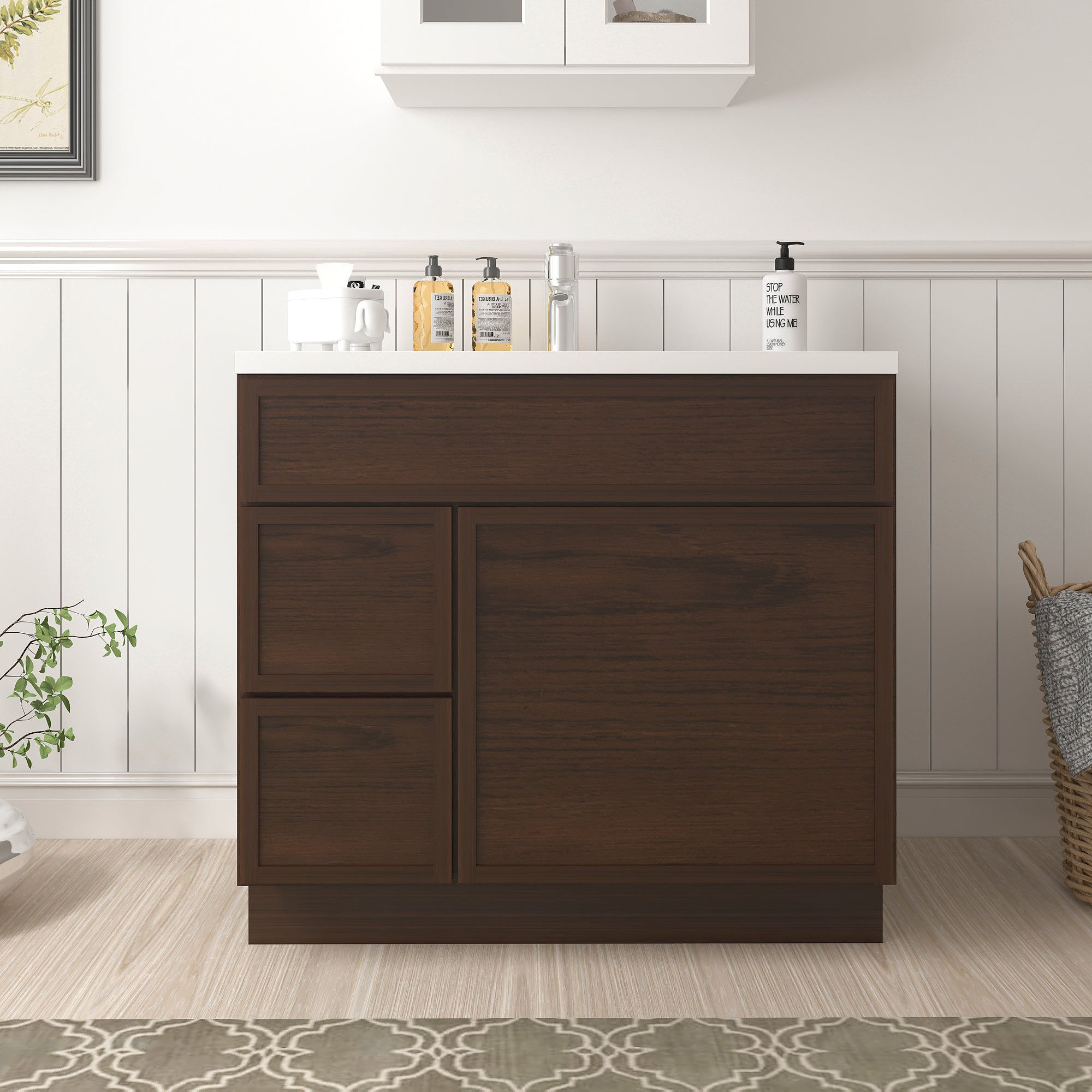 36 in. W x 21 in. D x 32.5 in. H 2-Right Drawers Bath Vanity Cabinet without Top