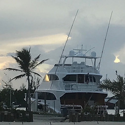A large sportfishing boat.