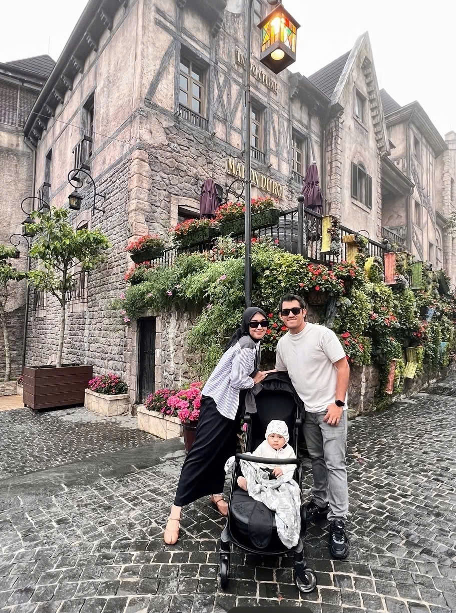 Early morning quiet atmosphere at Ba Na Hills before crowds with family visiting