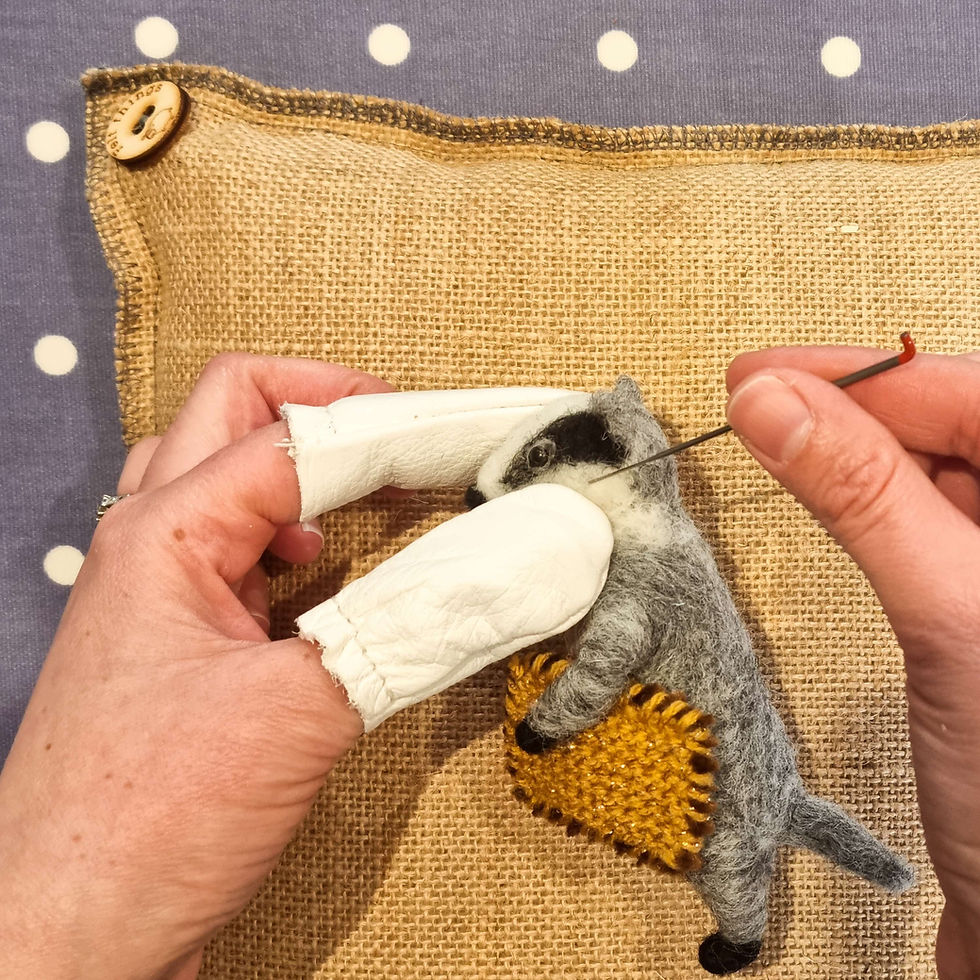 Thumbnail: Pair of Finger Protectors, Leather Finger Guards for Needlework