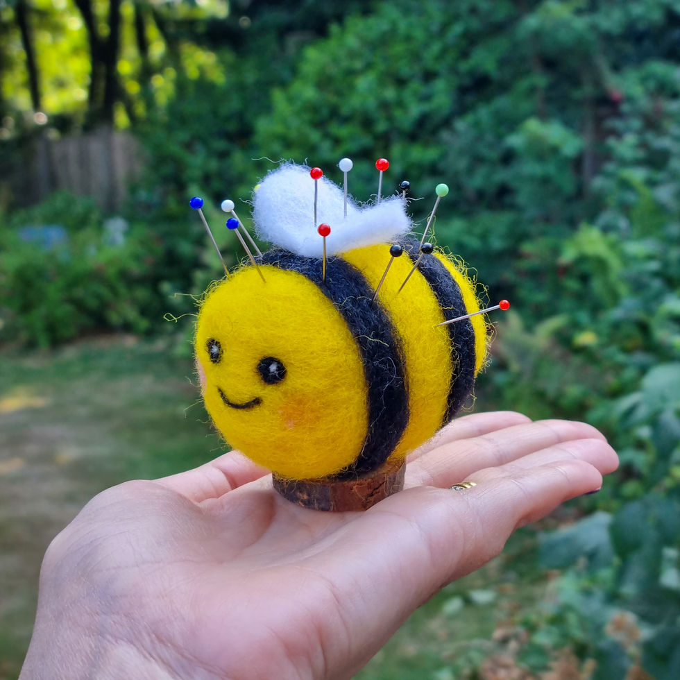 Thumbnail: Sewing Bee Pin Cushion, Needle Felted Novalty Pin Cushion
