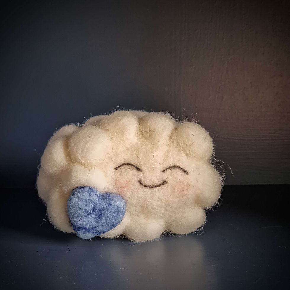 Thumbnail: Needle Felted Happy Fluffy Cloud, Nursery Decor, Christening Gifts