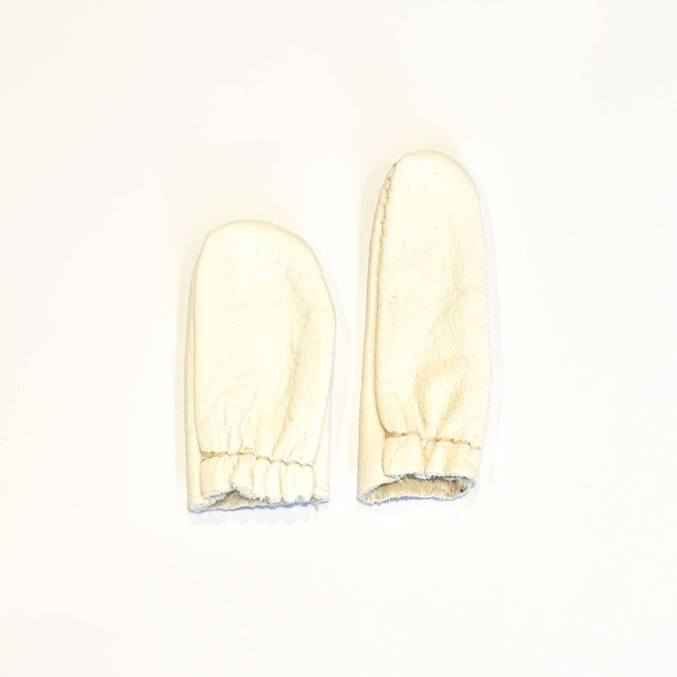 Thumbnail: Pair of Finger Protectors, Leather Finger Guards for Needlework