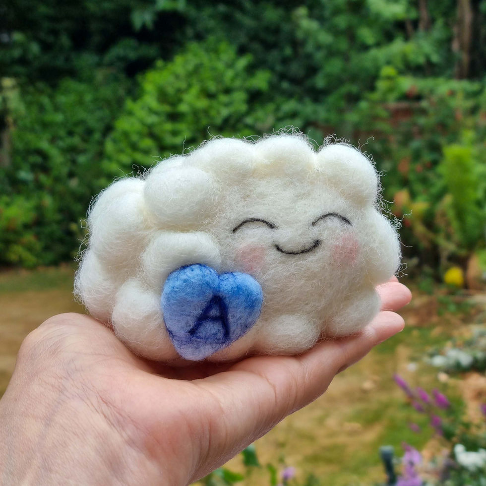 Thumbnail: Needle Felted Happy Fluffy Cloud, Nursery Decor, Christening Gifts