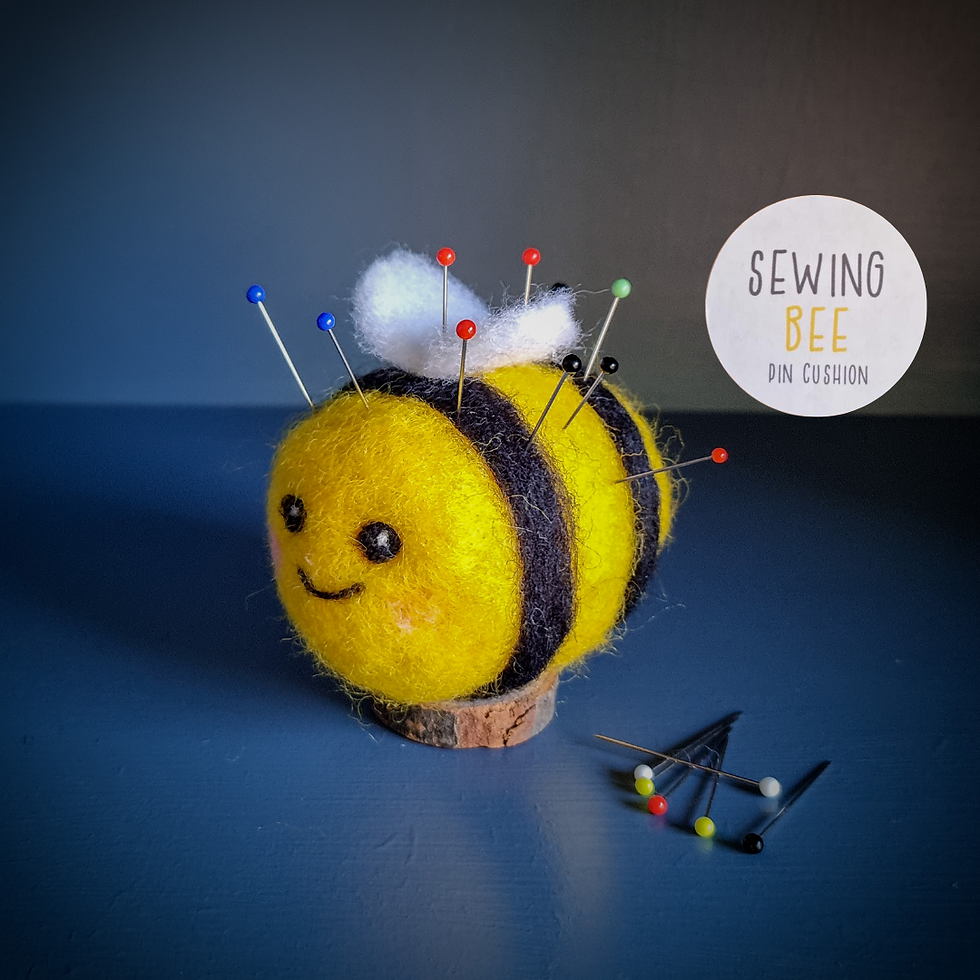 Thumbnail: Sewing Bee Pin Cushion, Needle Felted Novalty Pin Cushion