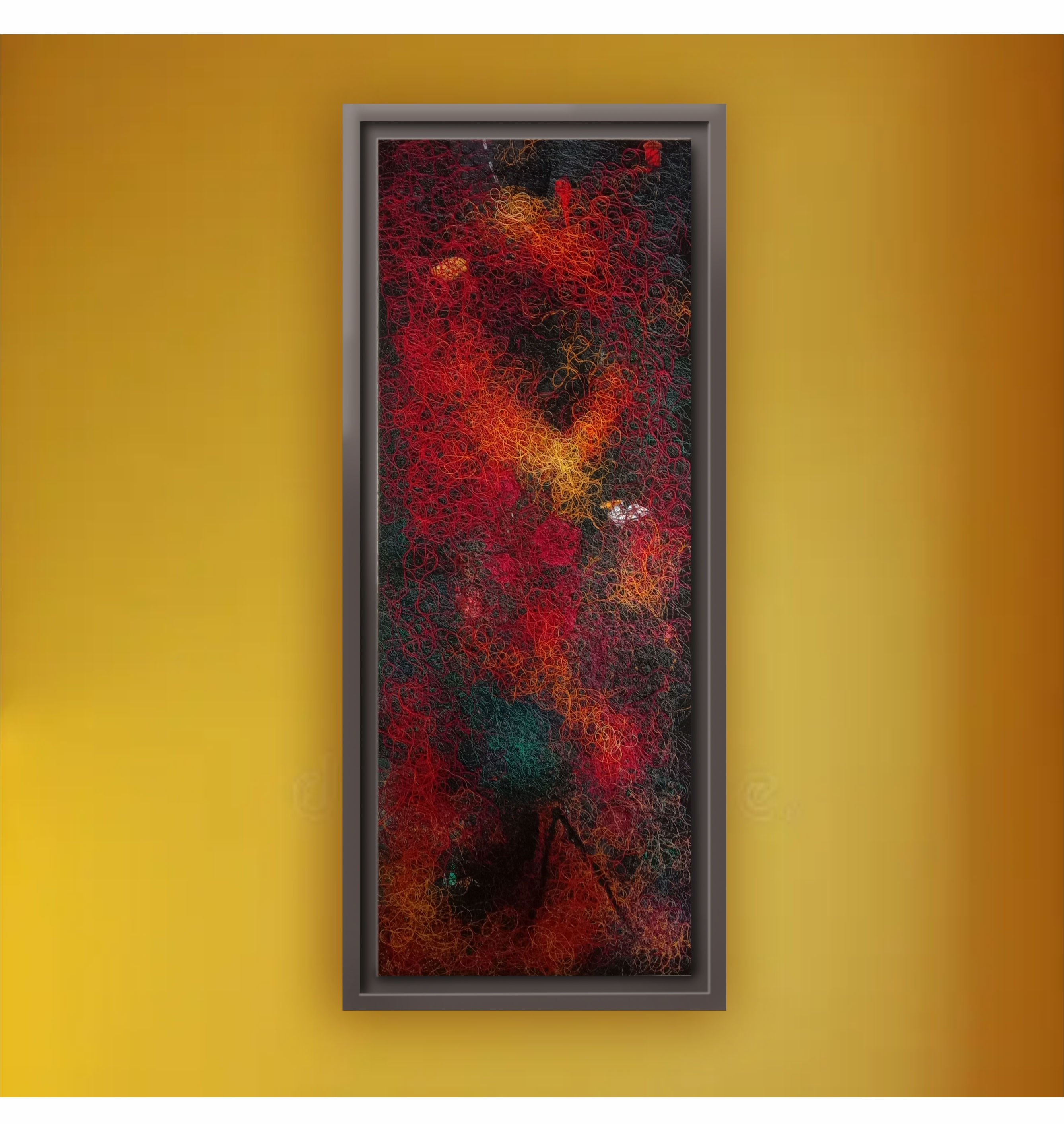 Colorful Tangle ll | Rajesh Chand | Thread on Canvas | 18 x 48 inch