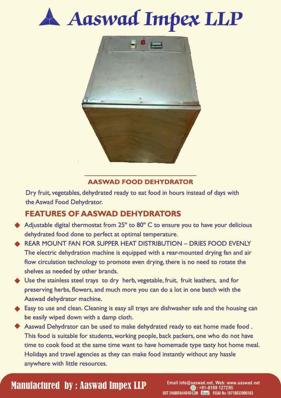 Thumbnail: ખોરાક, ફળ - શાકભાજી ડિહાઇડ્રેશન માટે આસ્વાદ ઇમ્પેક્સ સ્ટેનલેસ સ્ટીલ ડીહાઇડ્રેટર.