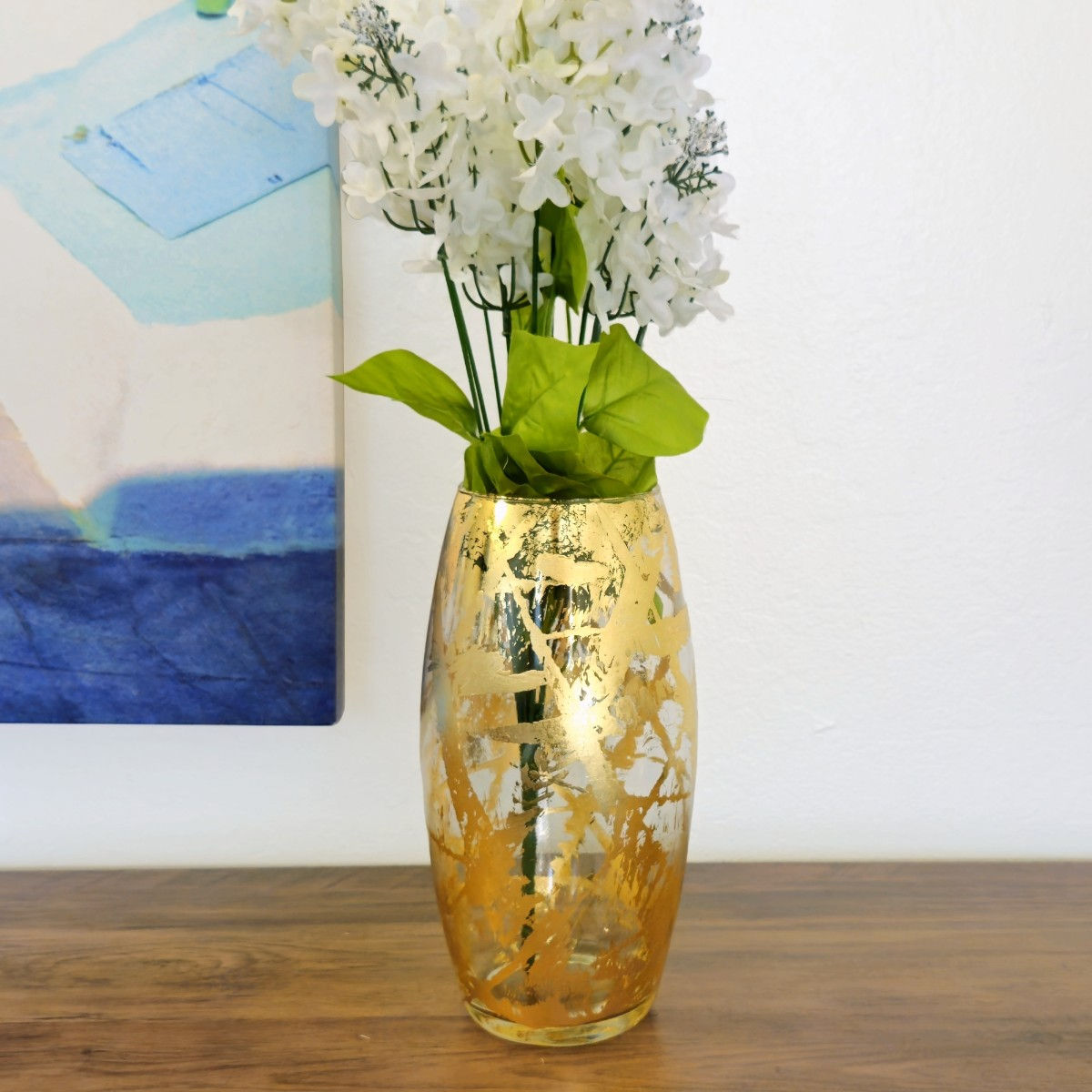 AMARYLLIS 10" Marble Gold Gilded Glass Bullet Vase