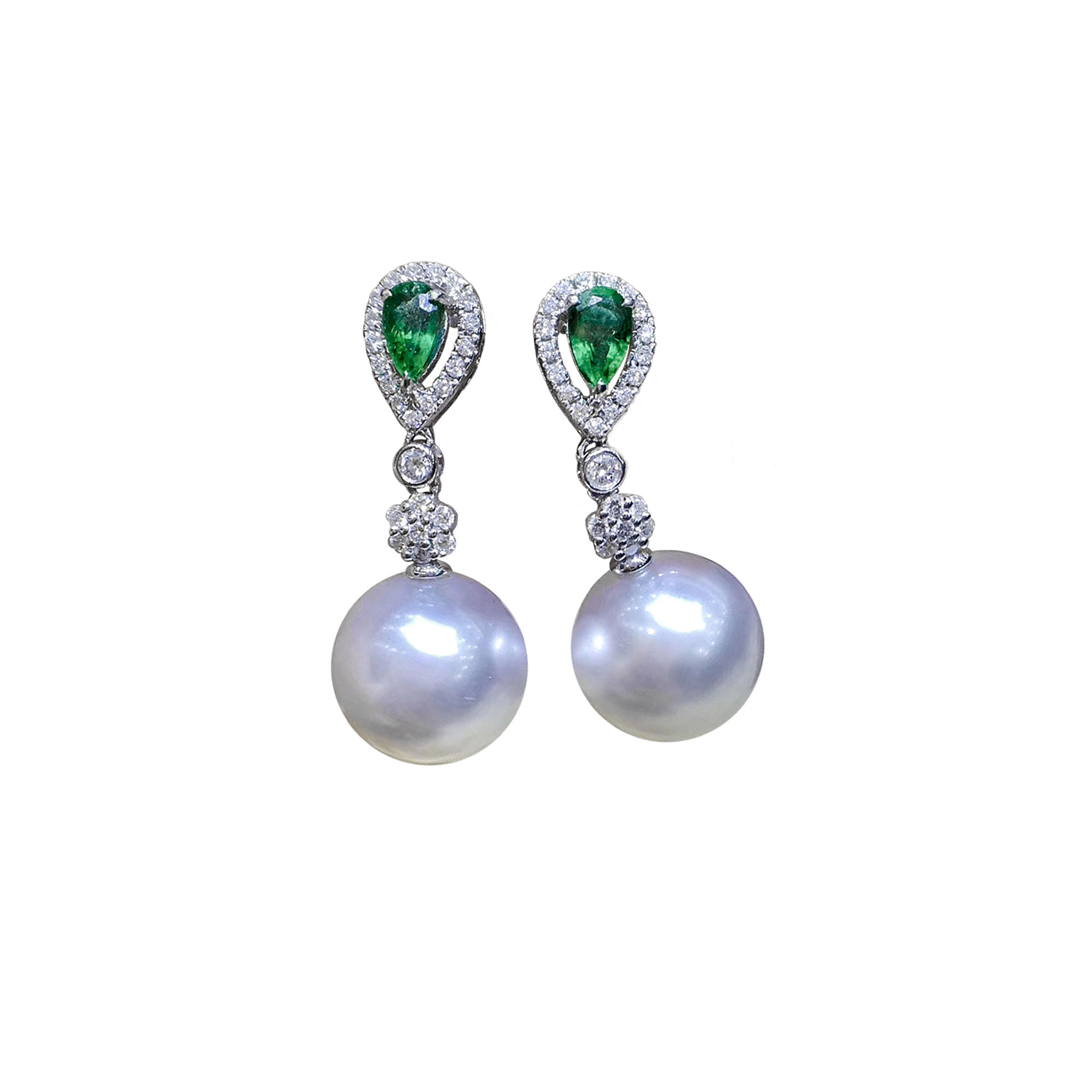 Jādora — Emerald Dewdrop Aurora South Sea Pearl Earrings